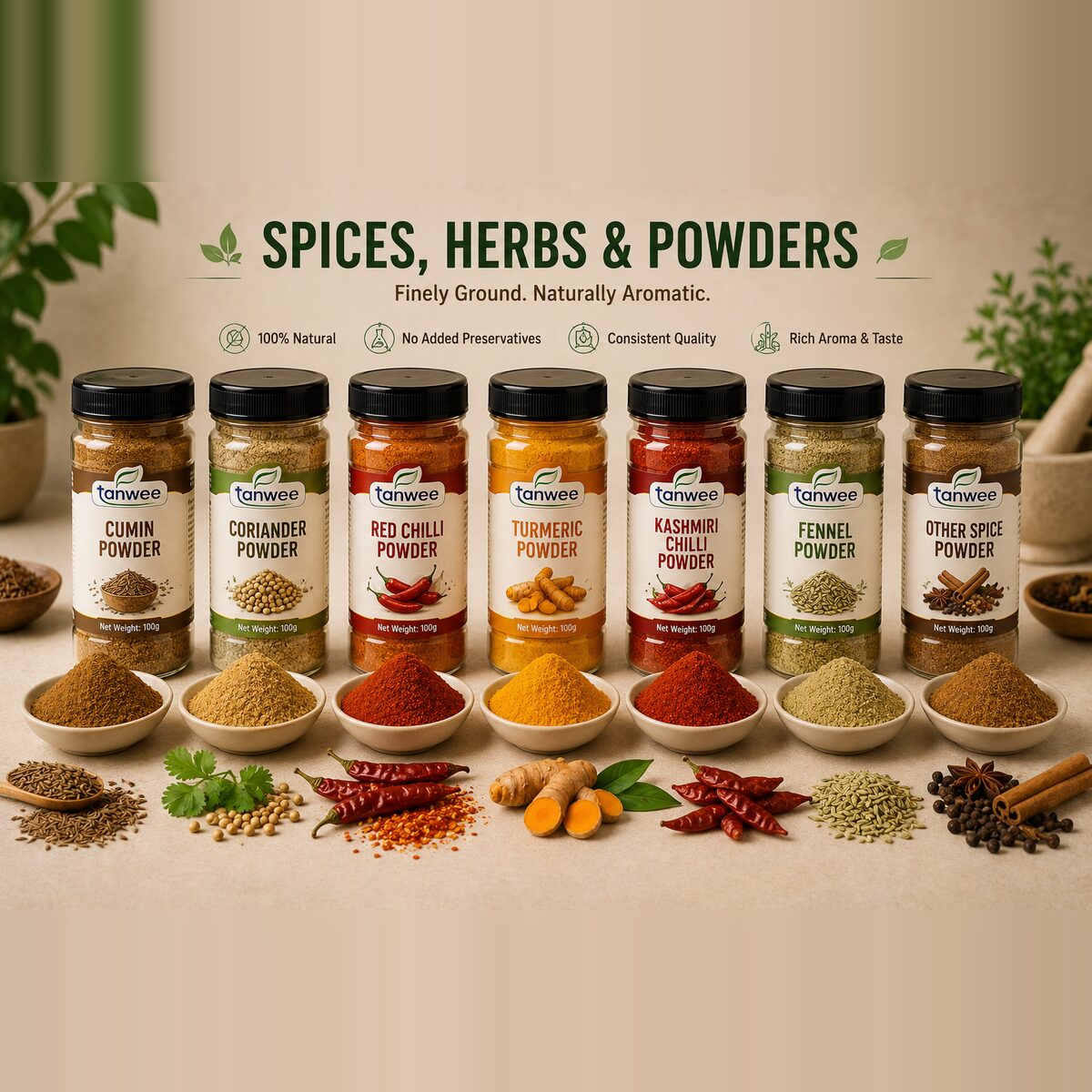 Tanwee Spices, Herbs & Powders range